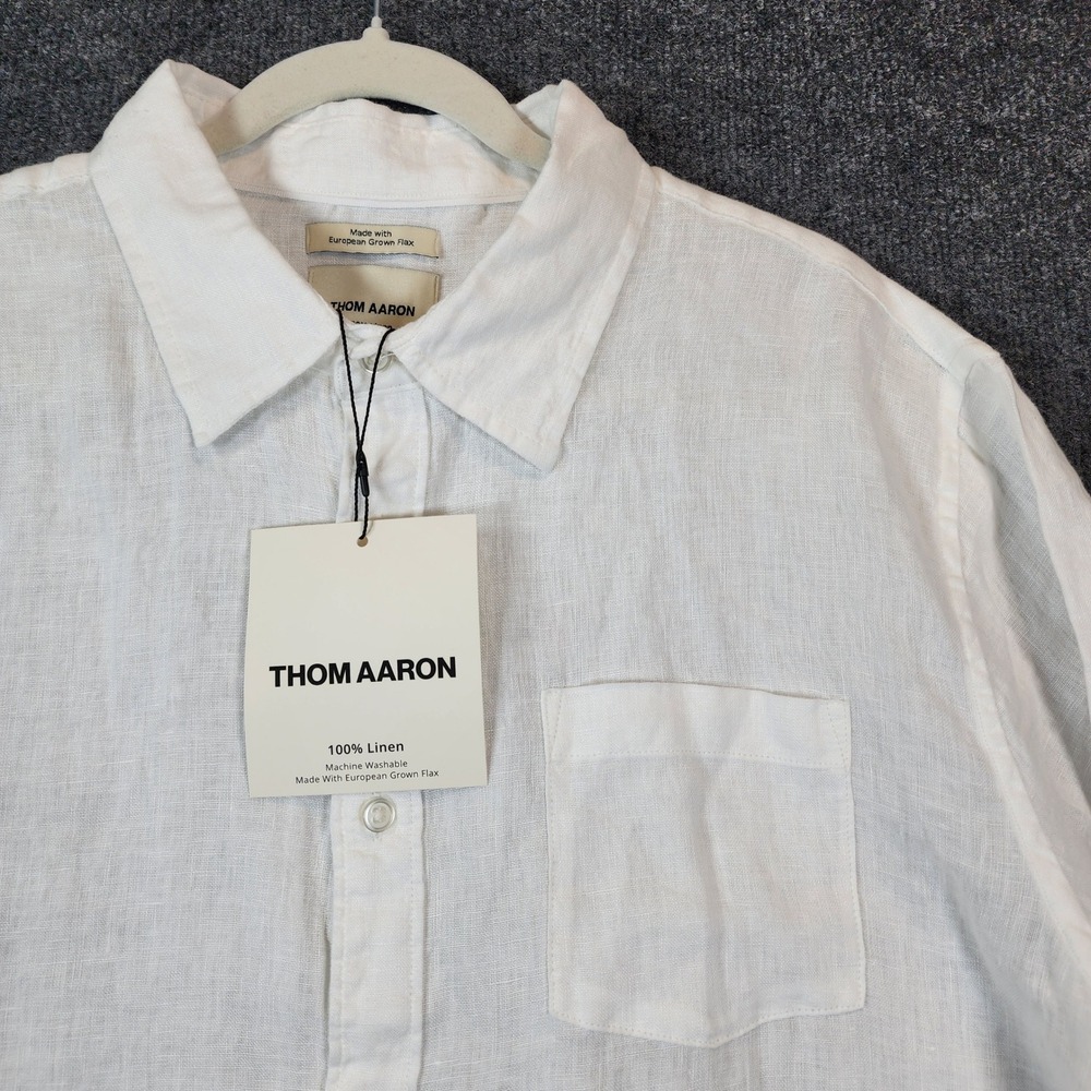 NWT Thom Aaron Mens 100% Linen Summer Beach Coastal Short Sleeve Shirt XXL